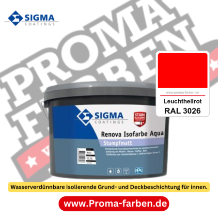SIGMA Renova Isofarbe Aqua kaufen bei Proma Farben RAL 3026 Leuchthellrot
