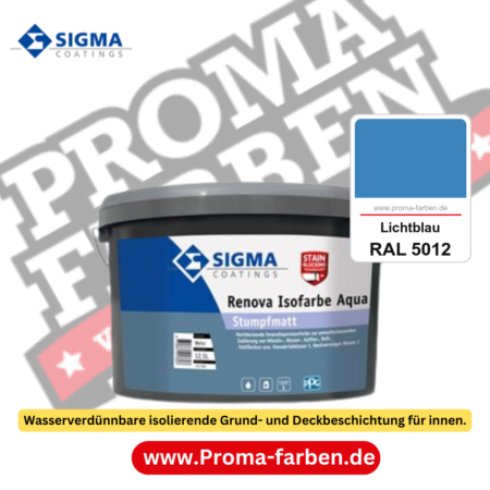 SIGMA Renova Isofarbe Aqua kaufen bei Proma Farben RAL 5012 Lichtblau
