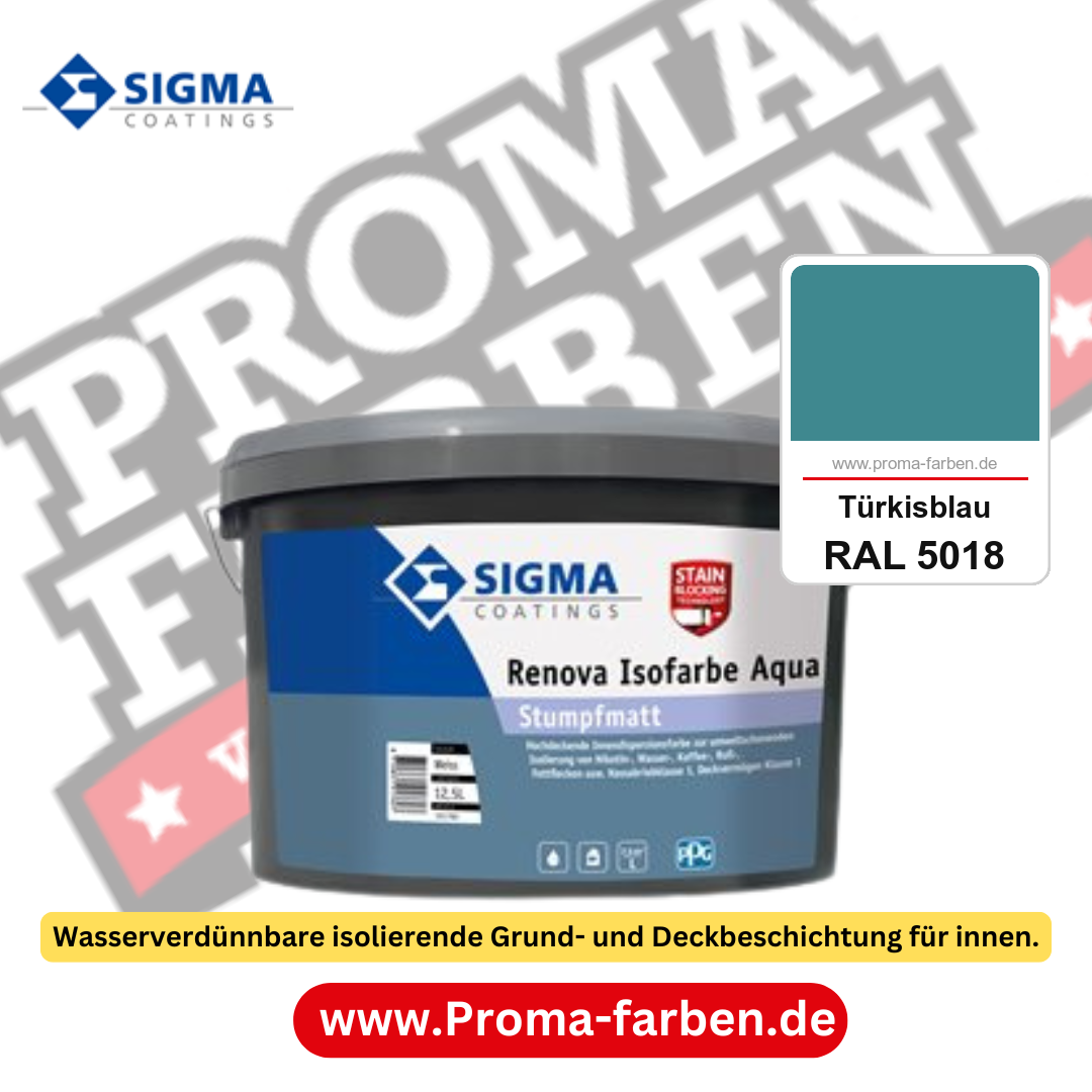 SIGMA Renova Isofarbe Aqua kaufen bei Proma Farben RAL 5018 Türkisblau