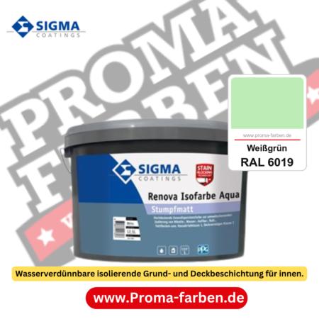 SIGMA Renova Isofarbe Aqua kaufen bei Proma Farben RAL 6019 Weißgrün
