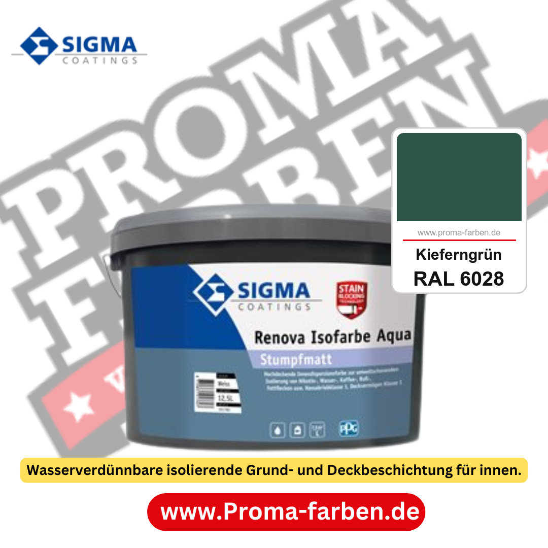 SIGMA Renova Isofarbe Aqua kaufen bei Proma Farben RAL 6028 Kieferngrün