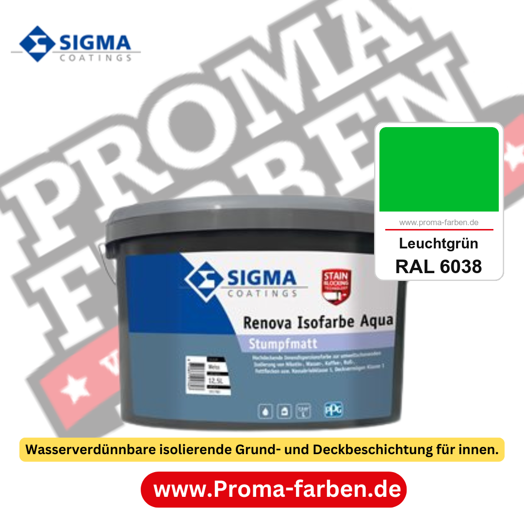 SIGMA Renova Isofarbe Aqua kaufen bei Proma Farben RAL 6038 Leuchtgrün