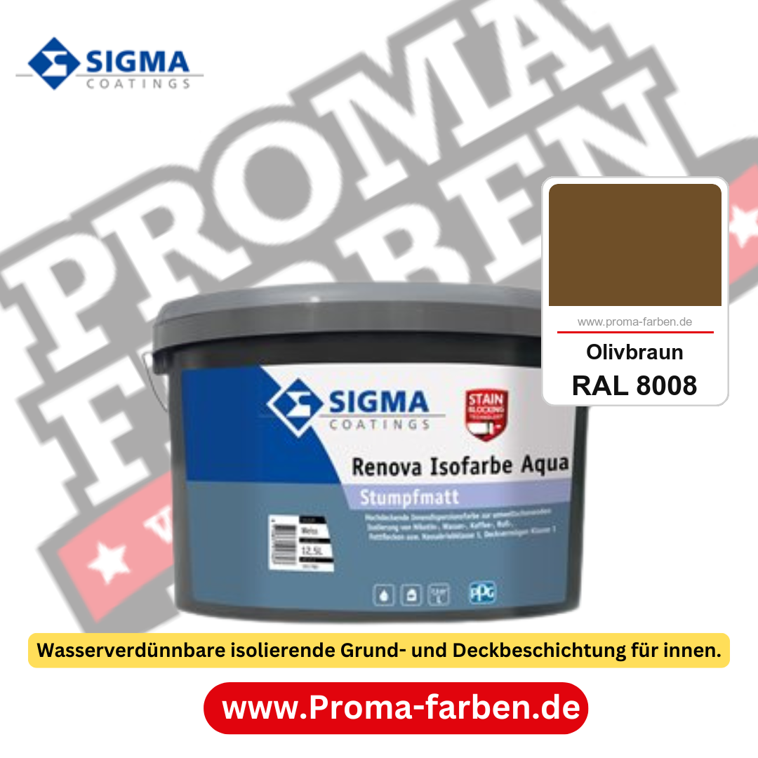 SIGMA Renova Isofarbe Aqua kaufen bei Proma Farben RAL 8008 Olivbraun