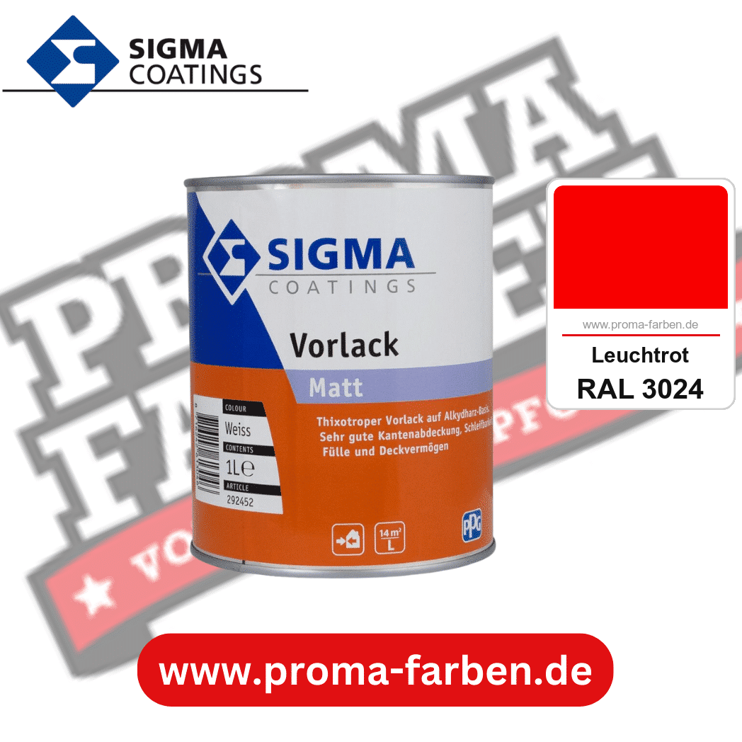 SIGMA Vorlack Aqua kaufen bei Proma Farben RAL 3024 Leuchtrot