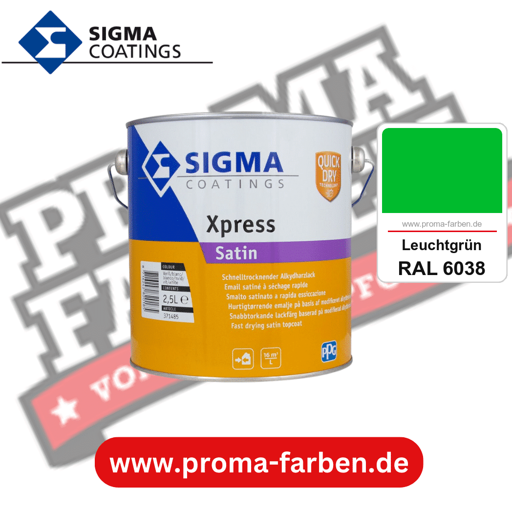 SIGMA Xpress Satin kaufen bei Proma Farben RAL 6038 Leuchtgrün