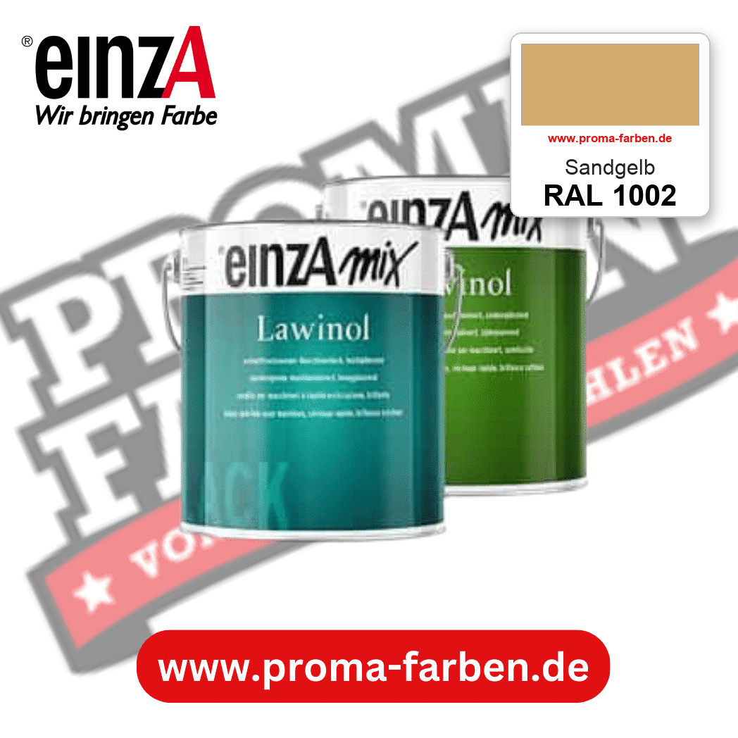 EinzA mix Lawinol Maschinenlack RAL 1002 Sandgelb – seidenglänzender 1K-Speziallack, online kaufen bei Proma Farben