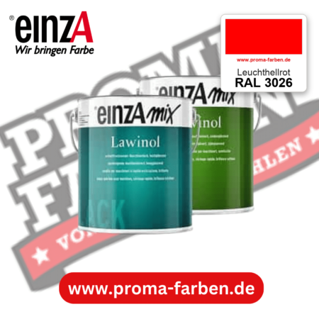 EinzA mix Lawinol Maschinenlack RAL 3026 Leuchthellrot – seidenglänzender 1K-Speziallack, online kaufen bei Proma Farben