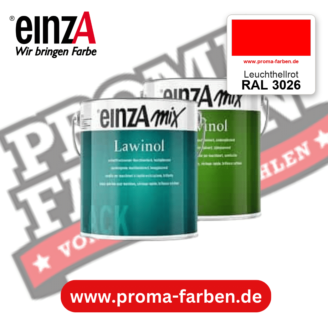 EinzA mix Lawinol Maschinenlack RAL 3026 Leuchthellrot – seidenglänzender 1K-Speziallack, online kaufen bei Proma Farben