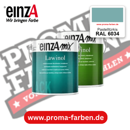 EinzA mix Lawinol Maschinenlack RAL 6034 Pastelltürkis – seidenglänzender 1K-Speziallack, online kaufen bei Proma Farben