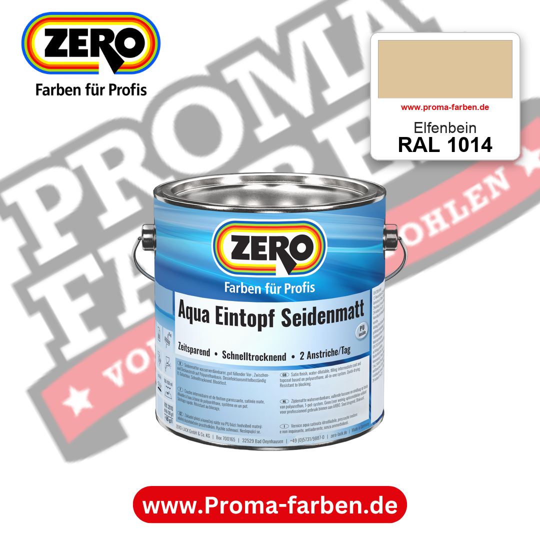 ZERO Aqua Eintopf Seidenmatt RAL 1014 Elfenbein – im ZERO-MiX-System, online kaufen bei Proma Farben