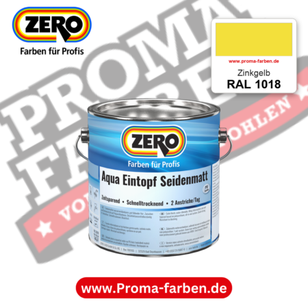 ZERO Aqua Eintopf Seidenmatt RAL 1018 Zinkgelb – im ZERO-MiX-System, online kaufen bei Proma Farben