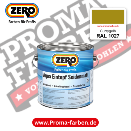 ZERO Aqua Eintopf Seidenmatt RAL 1027 Currygelb – im ZERO-MiX-System, online kaufen bei Proma Farben