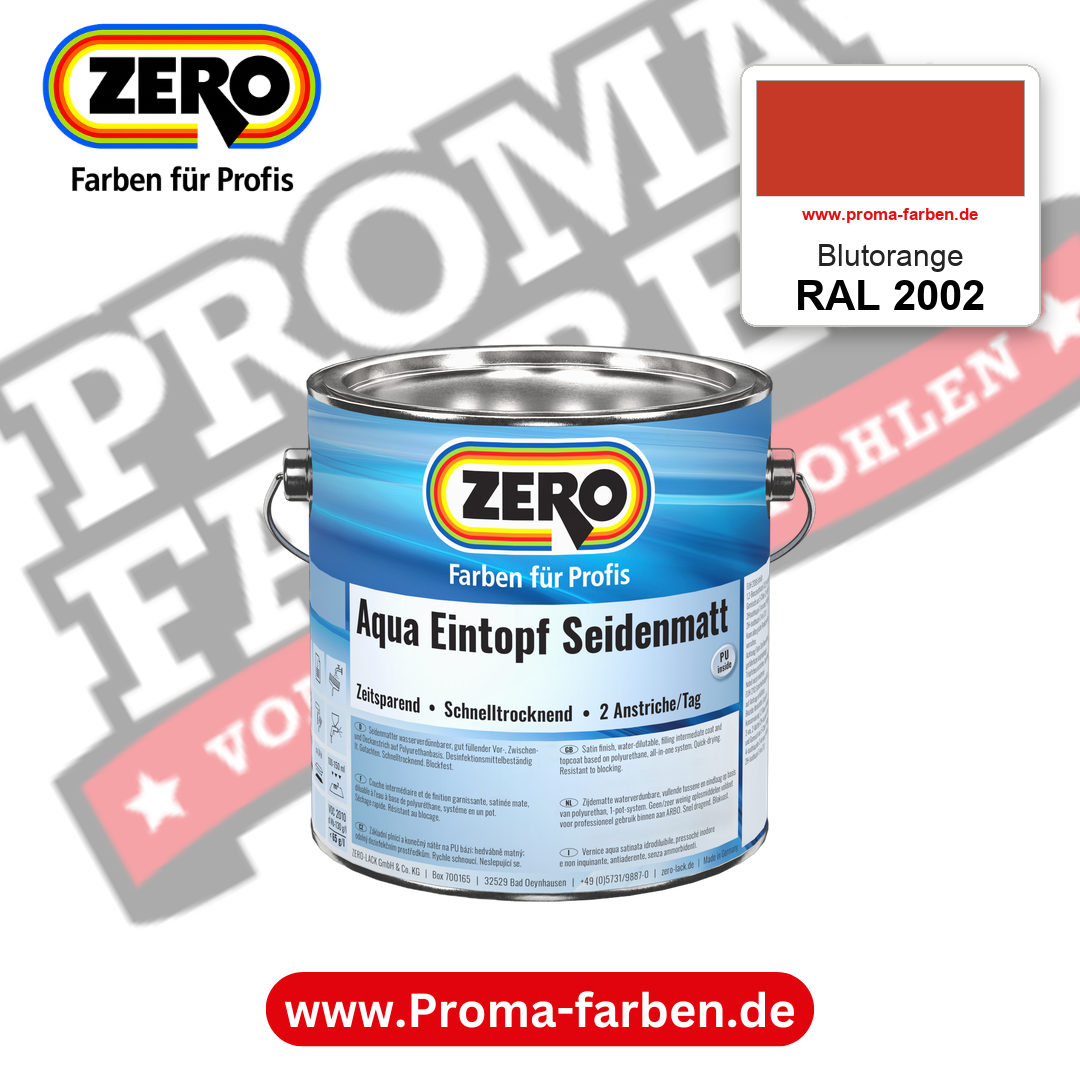 ZERO Aqua Eintopf Seidenmatt RAL 2002 Blutorange – im ZERO-MiX-System, online kaufen bei Proma Farben