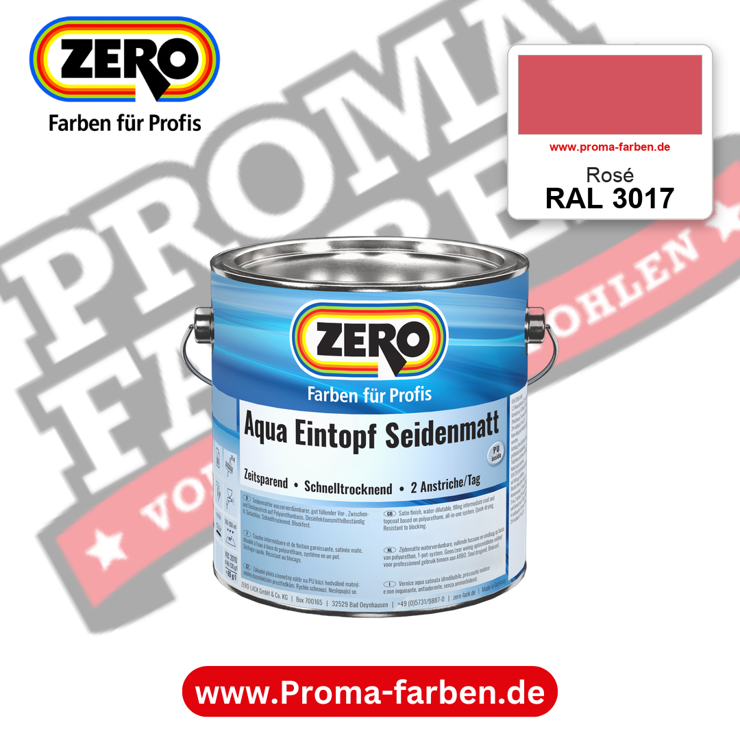 ZERO Aqua Eintopf Seidenmatt RAL 3017 Rosé – im ZERO-MiX-System, online kaufen bei Proma Farben