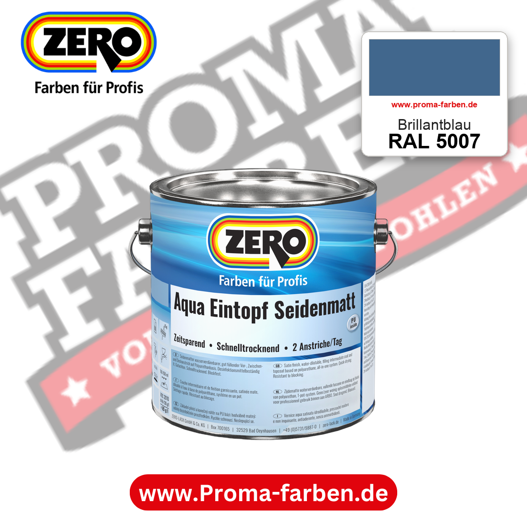 ZERO Aqua Eintopf Seidenmatt RAL 5007 Brillantblau – im ZERO-MiX-System, online kaufen bei Proma Farben