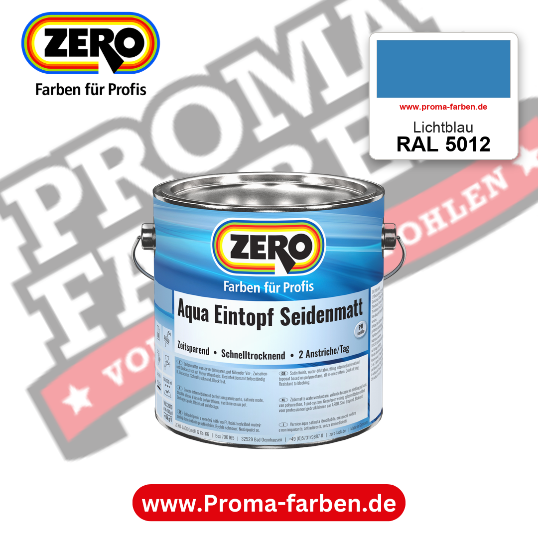 ZERO Aqua Eintopf Seidenmatt RAL 5012 Lichtblau – im ZERO-MiX-System, online kaufen bei Proma Farben