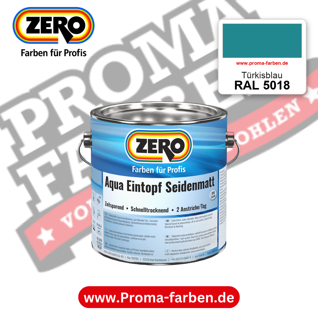 ZERO Aqua Eintopf Seidenmatt RAL 5018 Türkisblau – im ZERO-MiX-System, online kaufen bei Proma Farben
