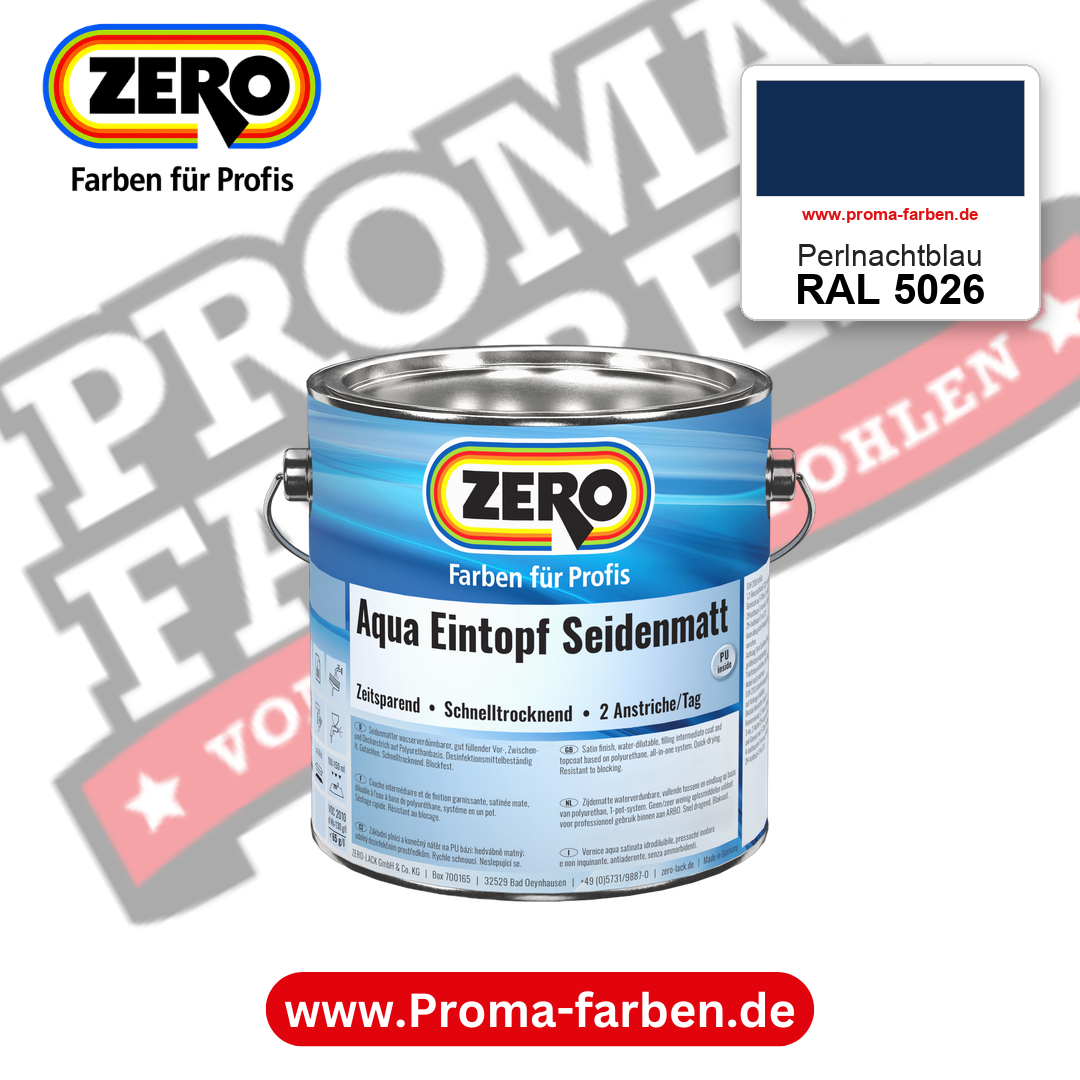 ZERO Aqua Eintopf Seidenmatt RAL 5026 Perlnachtblau – im ZERO-MiX-System, online kaufen bei Proma Farben