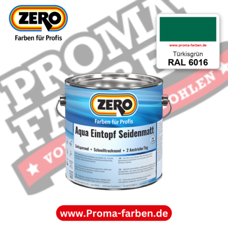 ZERO Aqua Eintopf Seidenmatt RAL 6016 Türkisgrün – im ZERO-MiX-System, online kaufen bei Proma Farben