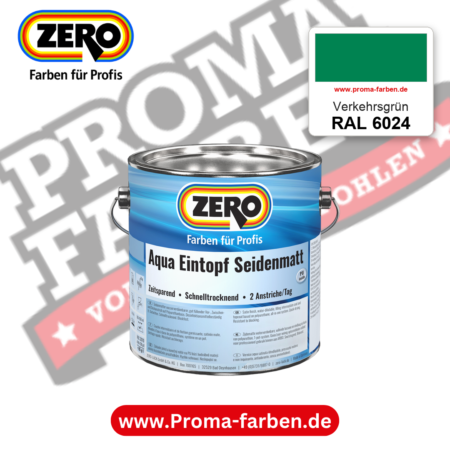ZERO Aqua Eintopf Seidenmatt RAL 6024 Verkehrsgrün – im ZERO-MiX-System, online kaufen bei Proma Farben
