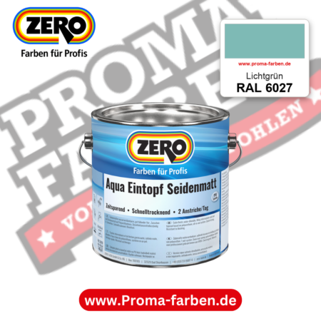 ZERO Aqua Eintopf Seidenmatt RAL 6027 Lichtgrün – im ZERO-MiX-System, online kaufen bei Proma Farben