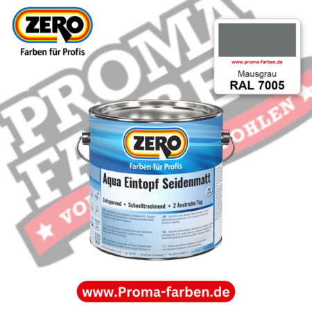 ZERO Aqua Eintopf Seidenmatt RAL 7005 Mausgrau – im ZERO-MiX-System, online kaufen bei Proma Farben