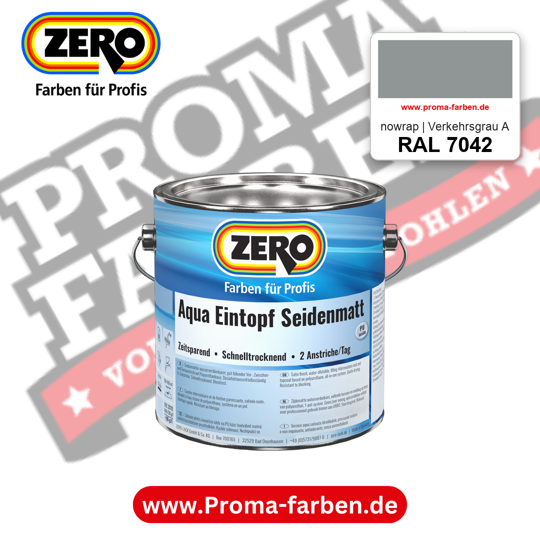 ZERO Aqua Eintopf Seidenmatt RAL 7042 nowrap | Verkehrsgrau A – im ZERO-MiX-System, online kaufen bei Proma Farben