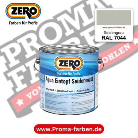 ZERO Aqua Eintopf Seidenmatt RAL 7044 Seidengrau – im ZERO-MiX-System, online kaufen bei Proma Farben