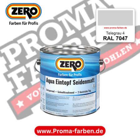 ZERO Aqua Eintopf Seidenmatt RAL 7047 Telegrau 4 – im ZERO-MiX-System, online kaufen bei Proma Farben