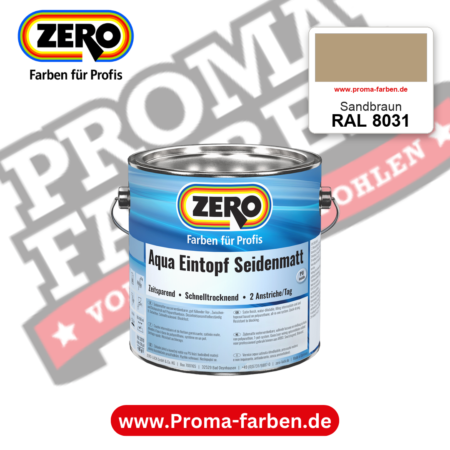 ZERO Aqua Eintopf Seidenmatt RAL 8031 Sandbraun – im ZERO-MiX-System, online kaufen bei Proma Farben