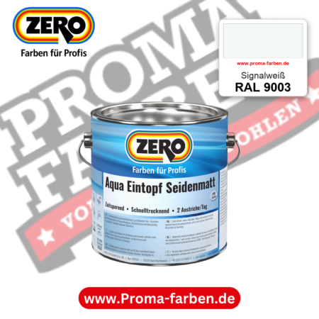 ZERO Aqua Eintopf Seidenmatt RAL 9003 Signalweiß – im ZERO-MiX-System, online kaufen bei Proma Farben