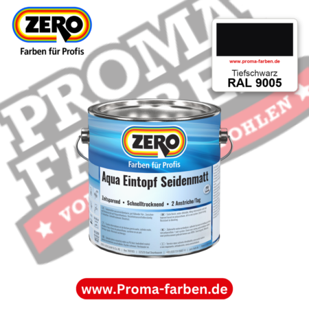 ZERO Aqua Eintopf Seidenmatt RAL 9005 Tiefschwarz – im ZERO-MiX-System, online kaufen bei Proma Farben