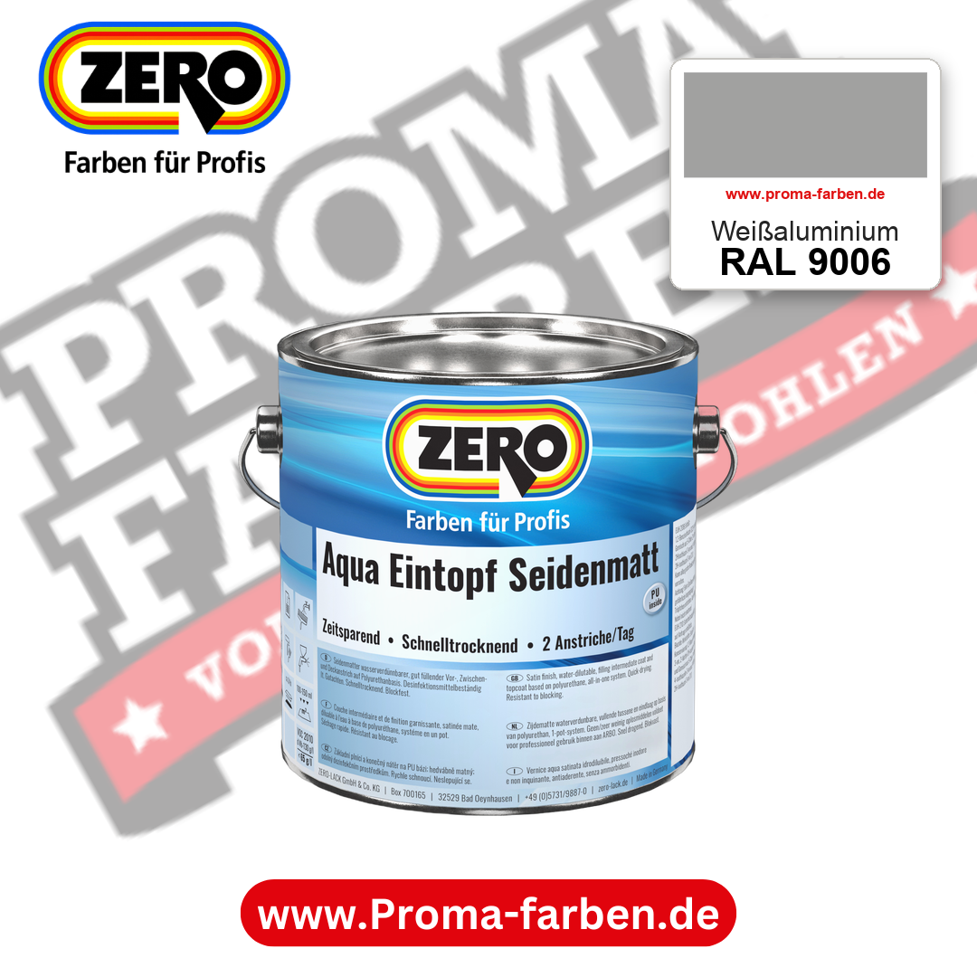 ZERO Aqua Eintopf Seidenmatt RAL 9006 Weißaluminium – im ZERO-MiX-System, online kaufen bei Proma Farben