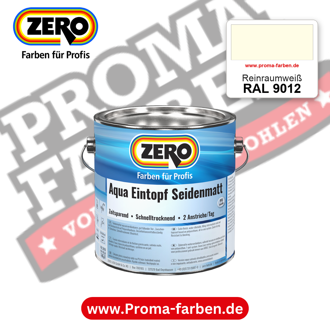 ZERO Aqua Eintopf Seidenmatt RAL 9012 Reinraumweiß – im ZERO-MiX-System, online kaufen bei Proma Farben