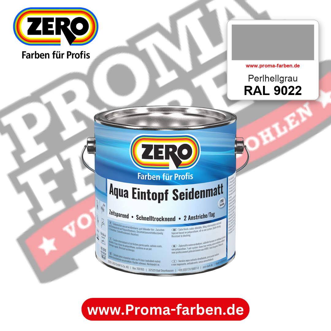 ZERO Aqua Eintopf Seidenmatt RAL 9022 Perlhellgrau – im ZERO-MiX-System, online kaufen bei Proma Farben