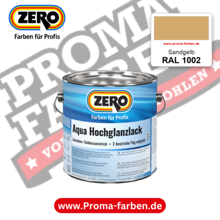 ZERO Aqua Hochglanzlack RAL 1002 Sandgelb – im ZERO-MiX-System, online kaufen bei Proma Farben