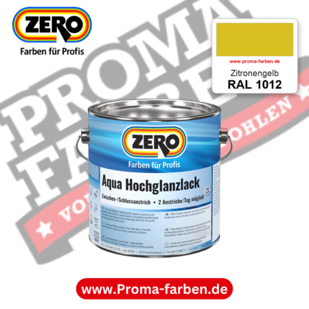 ZERO Aqua Hochglanzlack RAL 1012 Zitronengelb – im ZERO-MiX-System, online kaufen bei Proma Farben