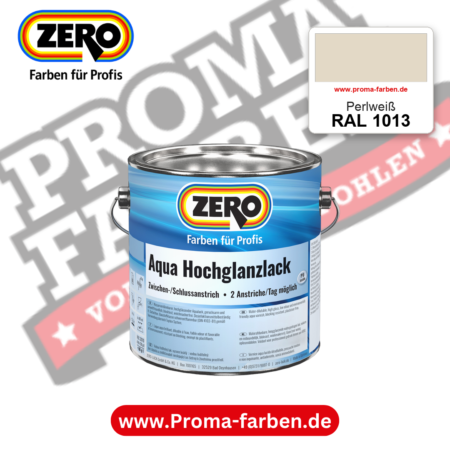 ZERO Aqua Hochglanzlack RAL 1013 Perlweiß – im ZERO-MiX-System, online kaufen bei Proma Farben