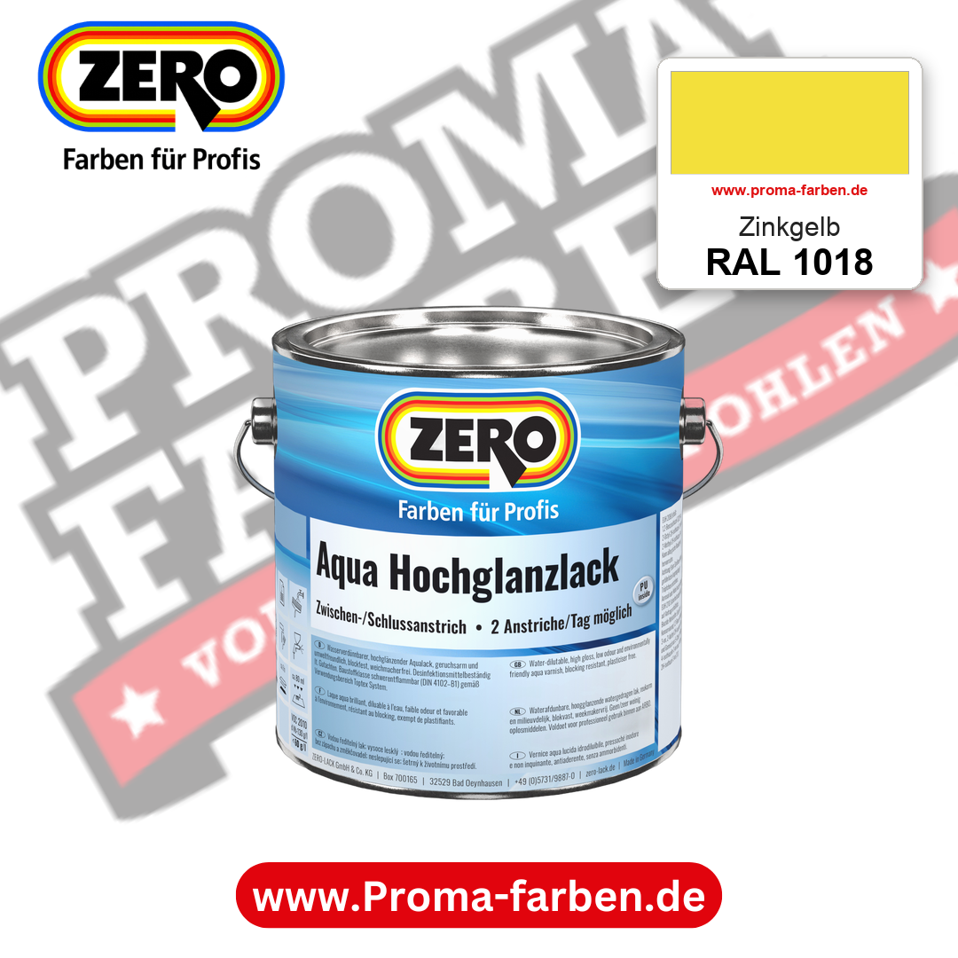 ZERO Aqua Hochglanzlack RAL 1018 Zinkgelb – im ZERO-MiX-System, online kaufen bei Proma Farben