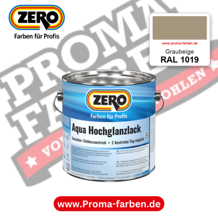 ZERO Aqua Hochglanzlack RAL 1019 Graubeige – im ZERO-MiX-System, online kaufen bei Proma Farben
