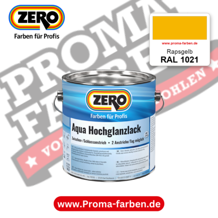 ZERO Aqua Hochglanzlack RAL 1021 Rapsgelb – im ZERO-MiX-System, online kaufen bei Proma Farben