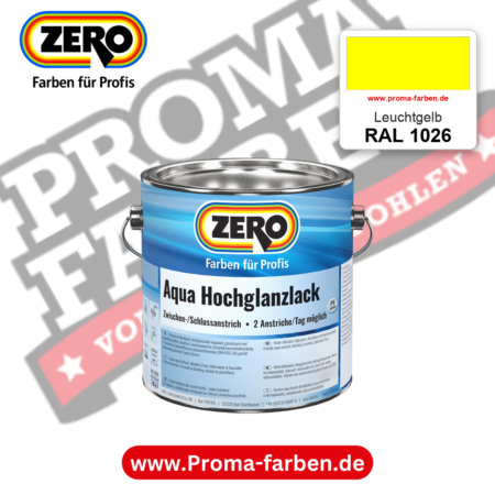 ZERO Aqua Hochglanzlack RAL 1026 Leuchtgelb – im ZERO-MiX-System, online kaufen bei Proma Farben