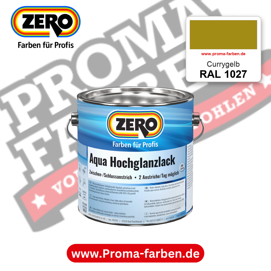 ZERO Aqua Hochglanzlack RAL 1027 Currygelb – im ZERO-MiX-System, online kaufen bei Proma Farben