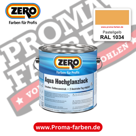 ZERO Aqua Hochglanzlack RAL 1034 Pastellgelb – im ZERO-MiX-System, online kaufen bei Proma Farben