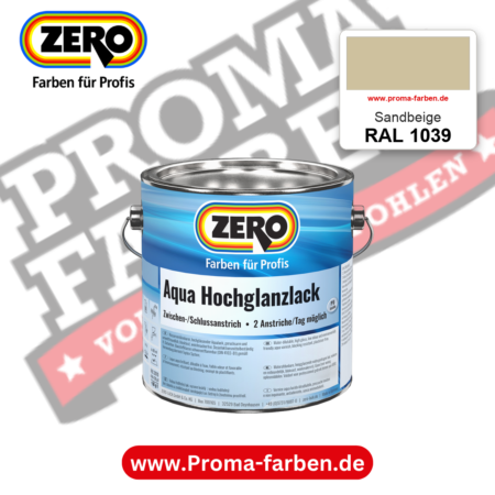 ZERO Aqua Hochglanzlack RAL 1039 Sandbeige – im ZERO-MiX-System, online kaufen bei Proma Farben