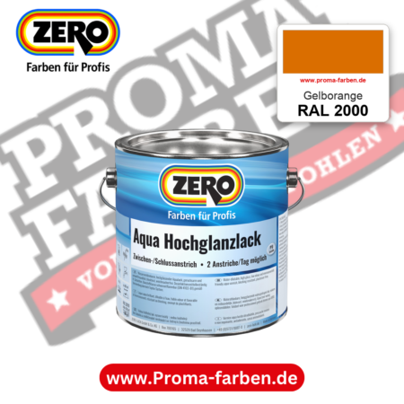 ZERO Aqua Hochglanzlack RAL 2000 Gelborange – im ZERO-MiX-System, online kaufen bei Proma Farben