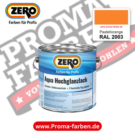 ZERO Aqua Hochglanzlack RAL 2003 Pastellorange – im ZERO-MiX-System, online kaufen bei Proma Farben
