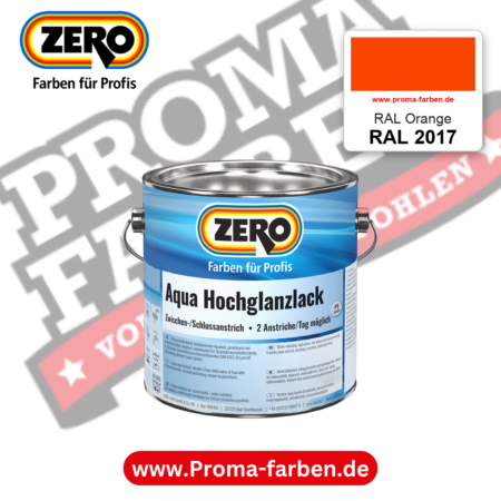 ZERO Aqua Hochglanzlack RAL 2017 RAL Orange – im ZERO-MiX-System, online kaufen bei Proma Farben