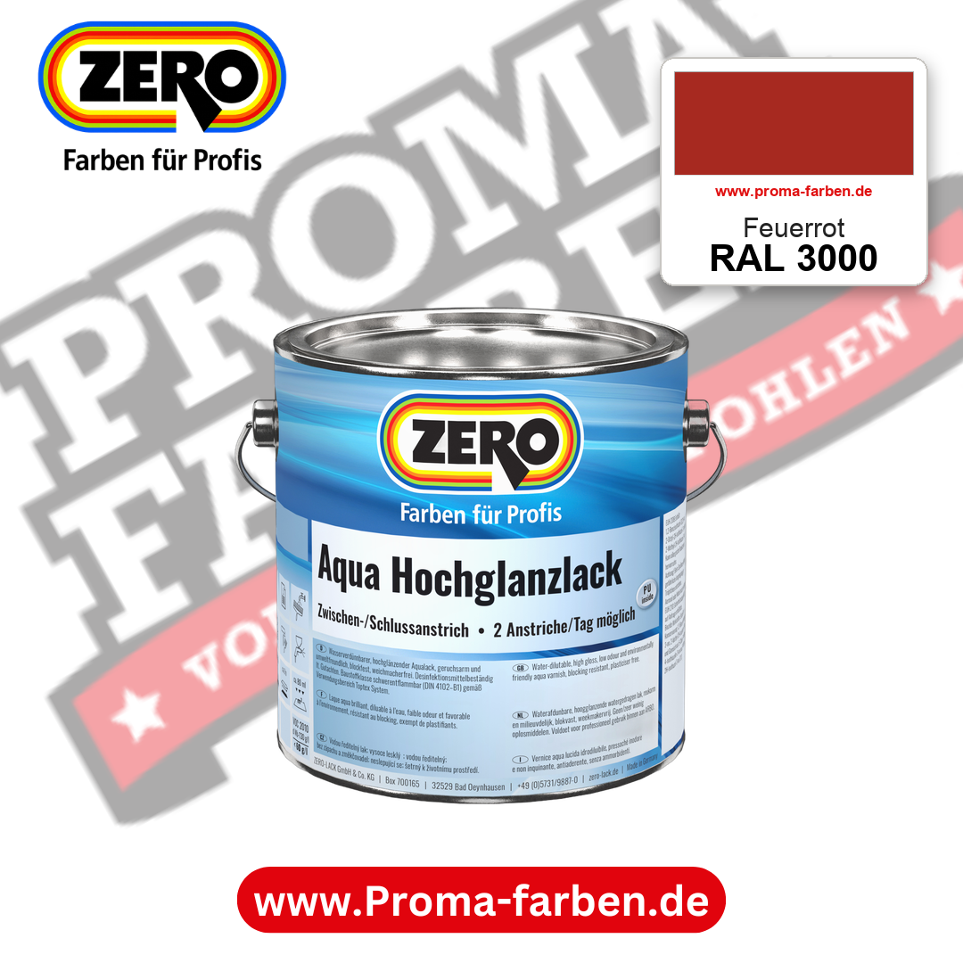 ZERO Aqua Hochglanzlack RAL 3000 Feuerrot – im ZERO-MiX-System, online kaufen bei Proma Farben