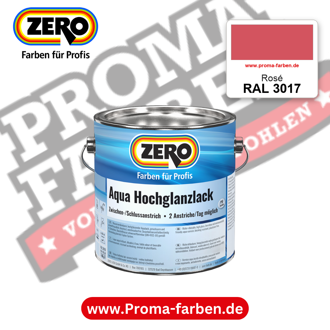 ZERO Aqua Hochglanzlack RAL 3017 Rosé – im ZERO-MiX-System, online kaufen bei Proma Farben